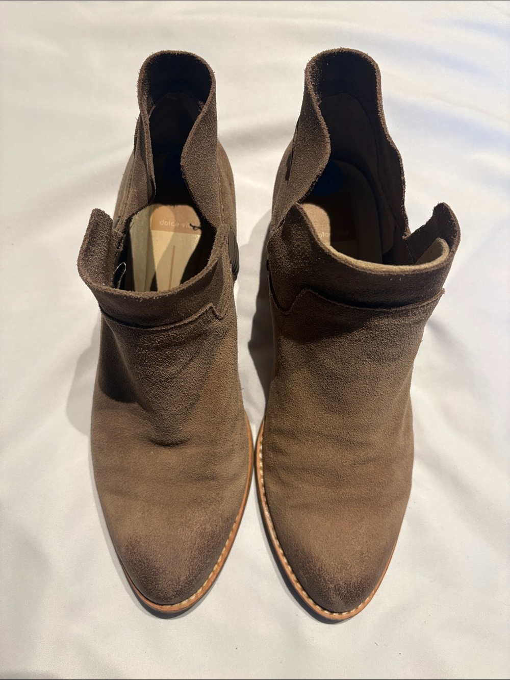 Dolce Vita Women's Taupe Suede Ankle Boots - Classic Slip-On Style size 7.5
